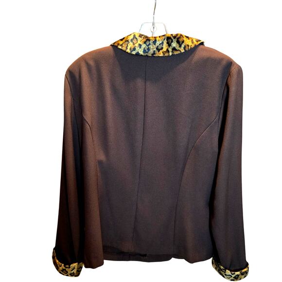 Pointed Influence Medium Brown Cheetah Women's Blazer Jacket Suit Coat Sz  8 10 - Picture 2 of 3